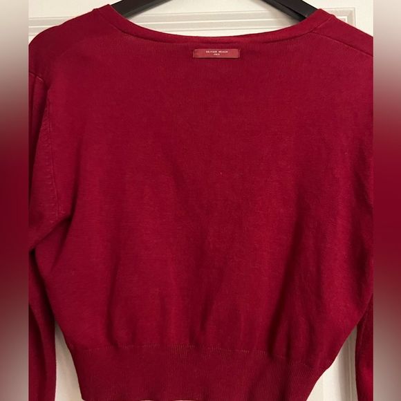 NWT Silvian Heach Deep Red Cropped Button Front Long Sleeve Cardigan Size XL - Picture 13 of 14